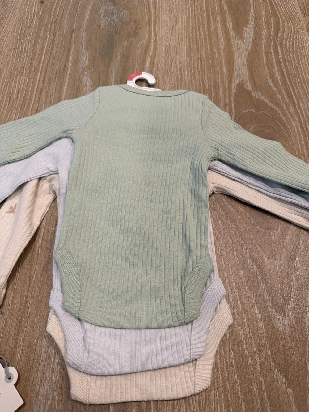 Cloud Island Neutral Ribbed Long-Sleeve One-Piece Bodysuit - 3 Pack